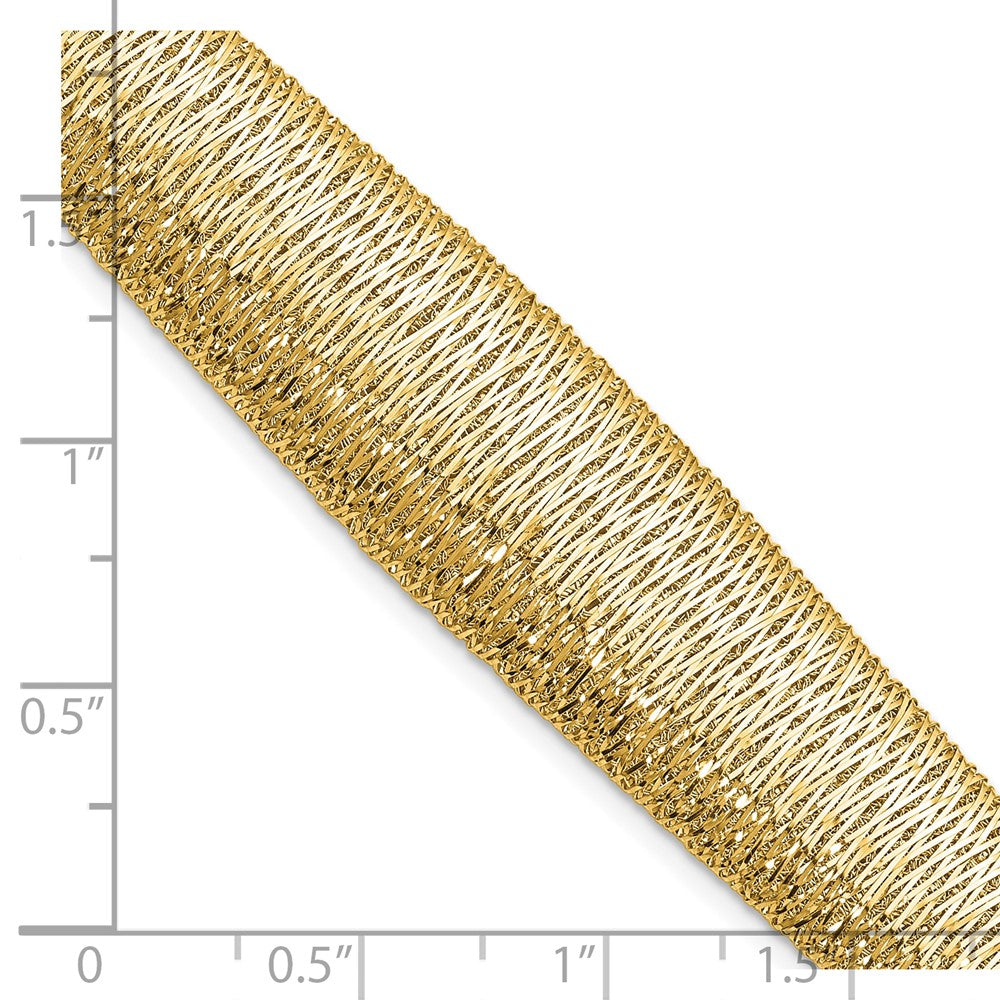 14K Polished Woven Graduated Dome Bracelet 7.5  inches