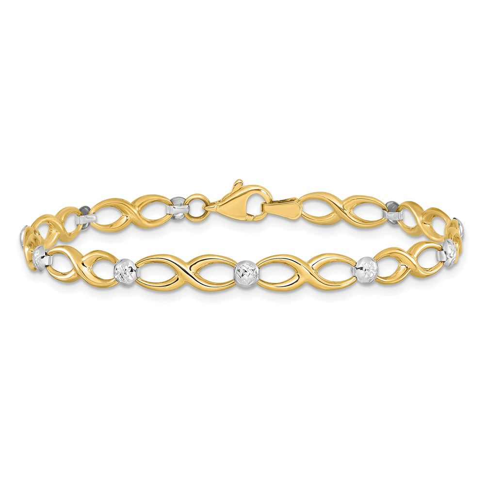10K Two-tone D/C Bracelet 7  inches