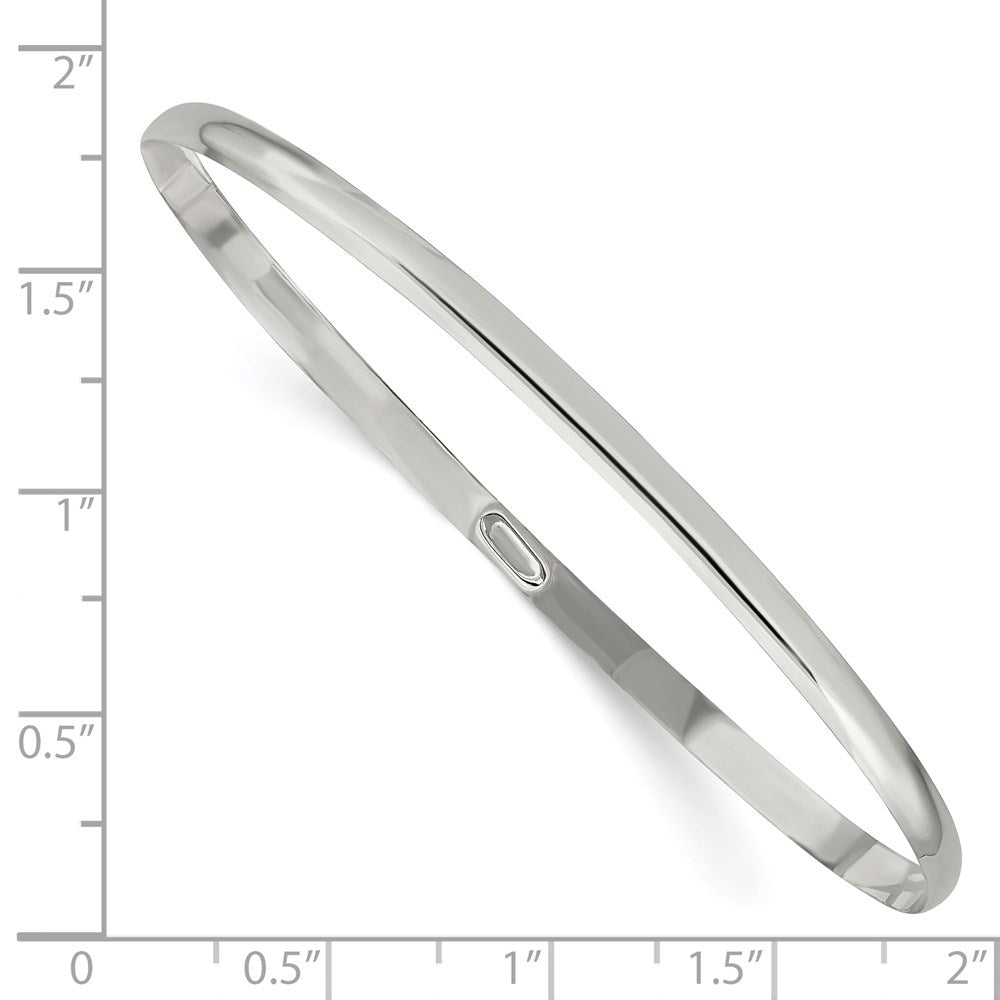 Sterling Silver 3mm Solid Polished Plain Slip-On Bangle Bracelet 7 inches