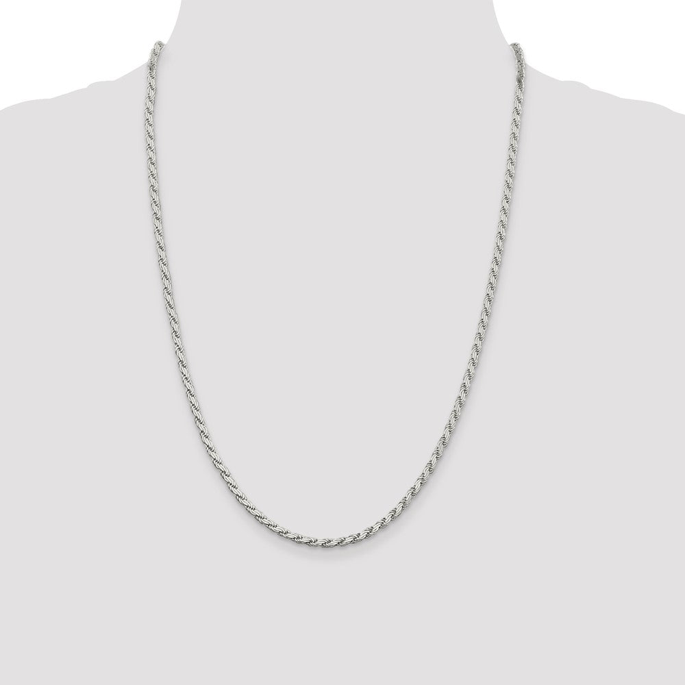 Sterling Silver 3.1mm Flat Rope Chain 24 Inches