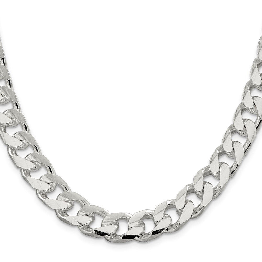 Sterling Silver 11mm Domed w/ Side D/C Curb Chain 22 Inches