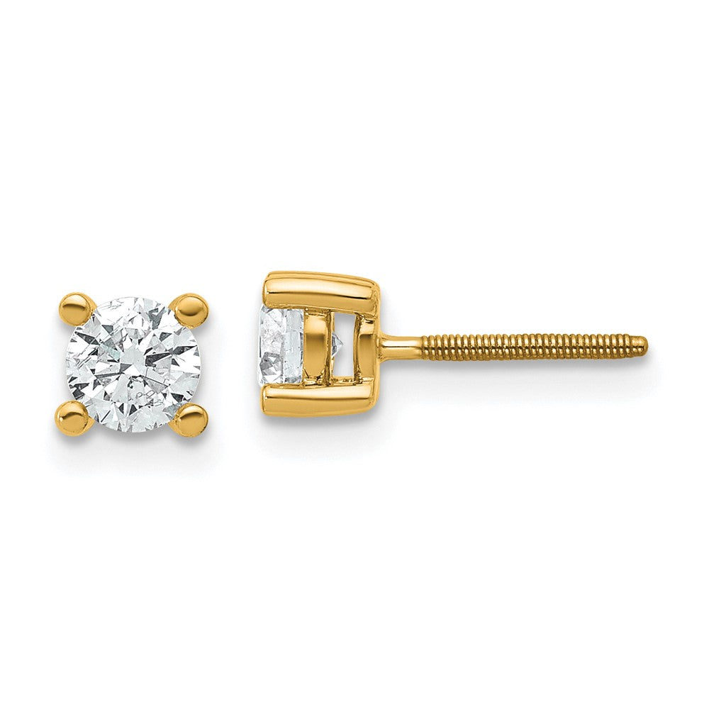14k Yellow Gold 2/3 ctw Lab Grown Diamond VS/SI+ G+ Round 4 Prong Heavy Wt. Screwback Stud Earrings