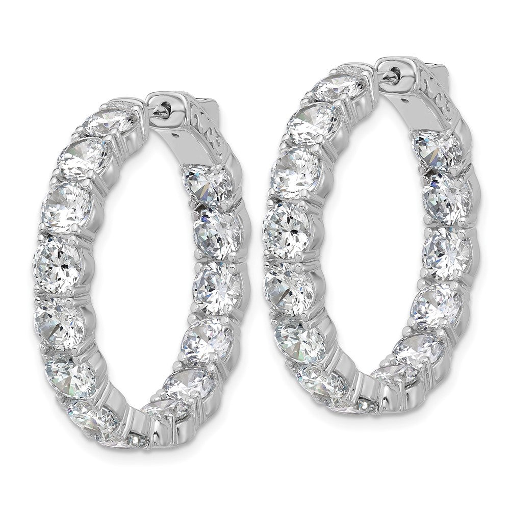Sterling Shimmer Sterling Silver Rhodium-plated 4.75mm CZ 28 Stone In and Out Hinged Hoop Earrings