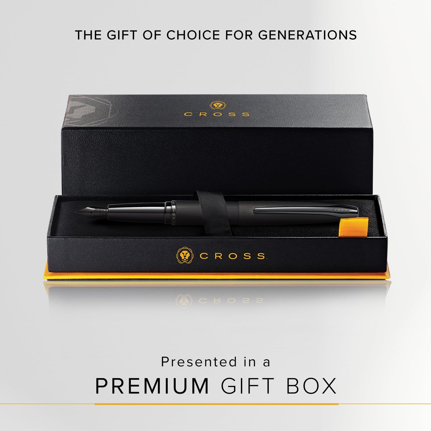 Cross ATX Brushed Metallic Refillable Fountain Pen, Medium Nib, Includes Premium Gift Box - Brushed Black