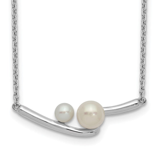 Sterling Silver Rhodium-plated FWC Pearl Bar w/ 1in ext Necklace 16.5 Inches
