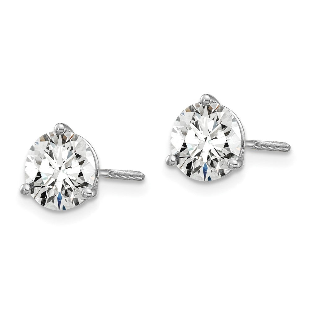 14k White Gold 2 ctw Certified Lab Grown Diamond VS/SI+ G+ Round 3 Prong Heavy Wt. Screwback Stud Earrings