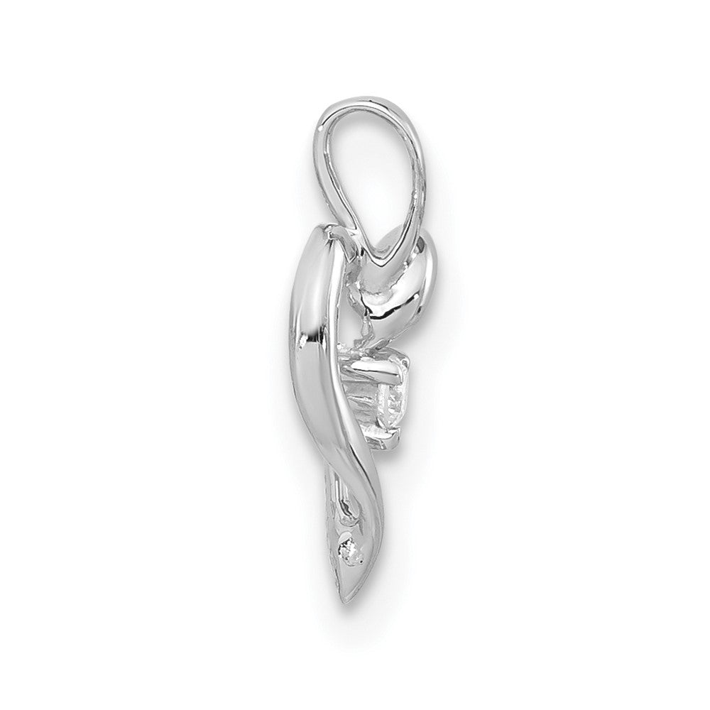 10k White Gold Polished Diamond Heart Pendant, No chain