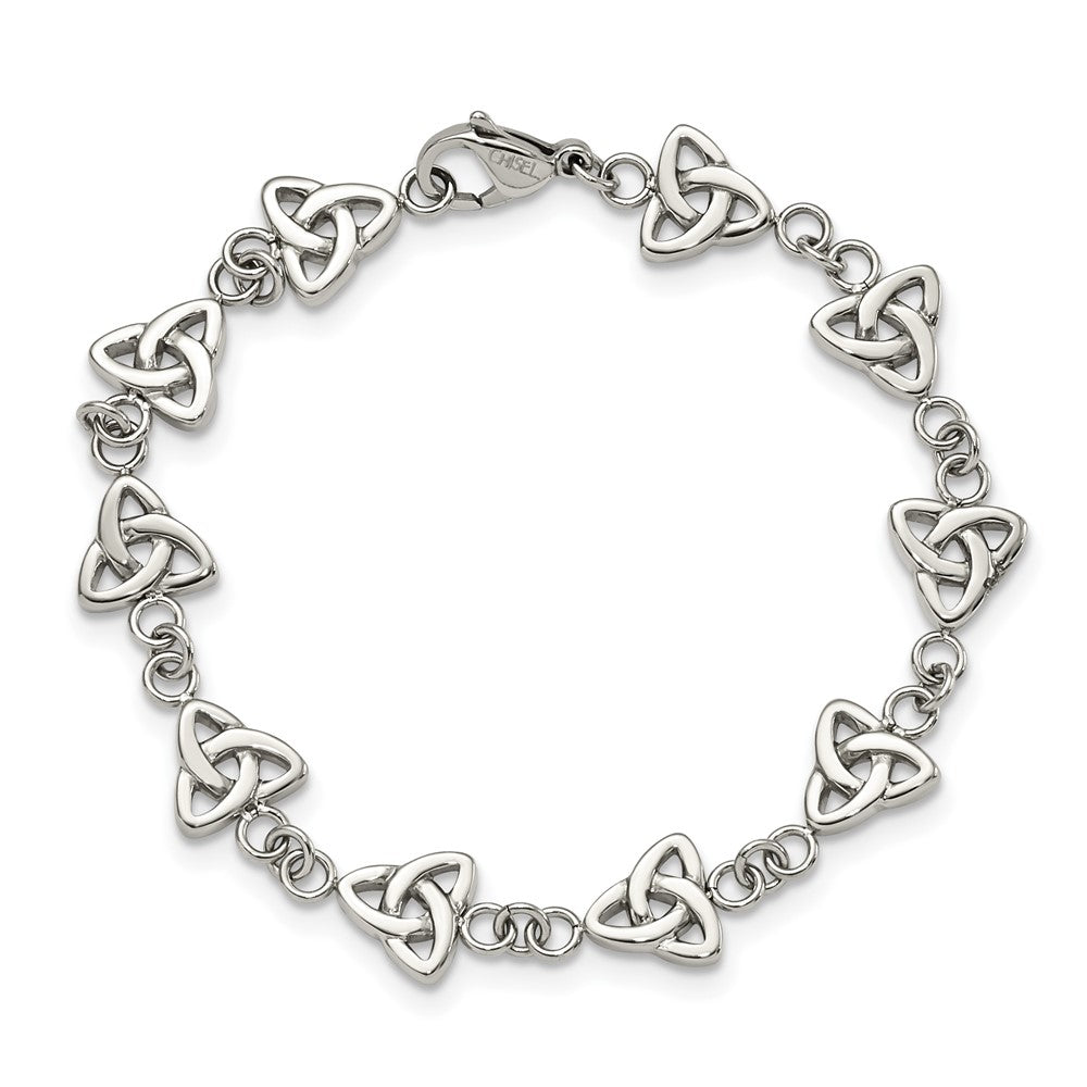 Stainless Steel Polished Trinity Knot 7in Bracelet