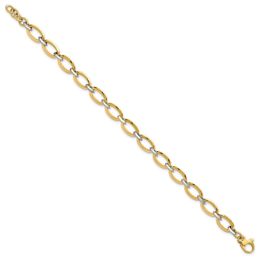 14K Two-tone Polished w/.5in ext. Bracelet 7  inches