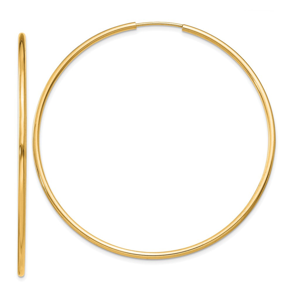 14K Gold 1.50mm Polished Round Endless Hoop Earrings