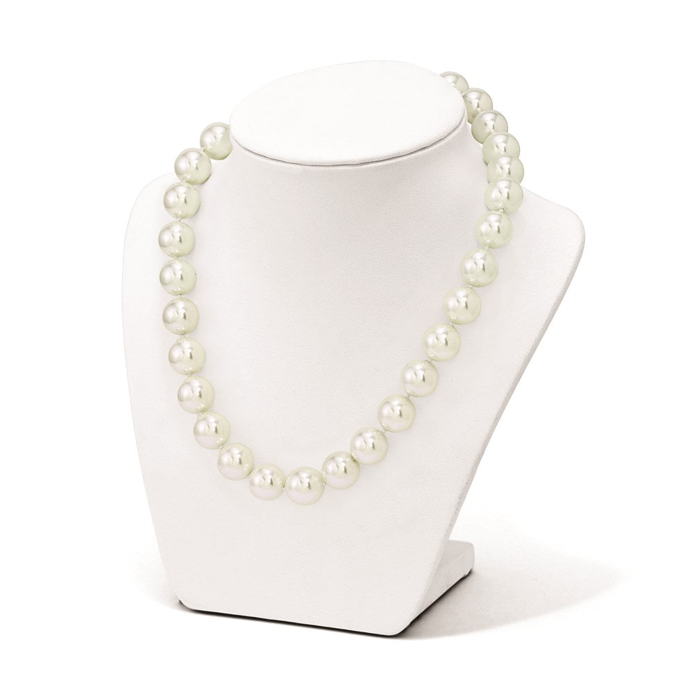 Majestik Sterling Silver Rhodium-plated 14-15mm White Imitation Shell Pearl Hand-knotted Necklace 18 Inches