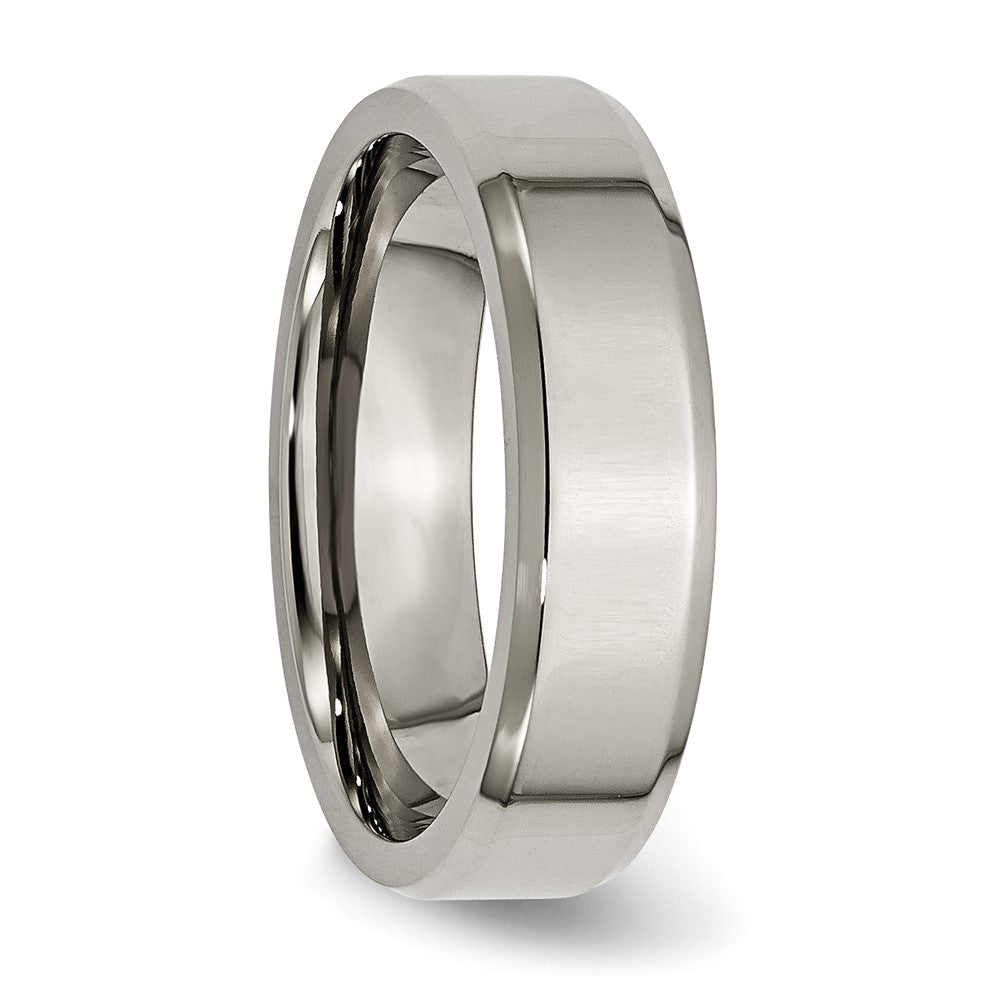 Titanium Polished 6mm Beveled Edge Band Size - 9