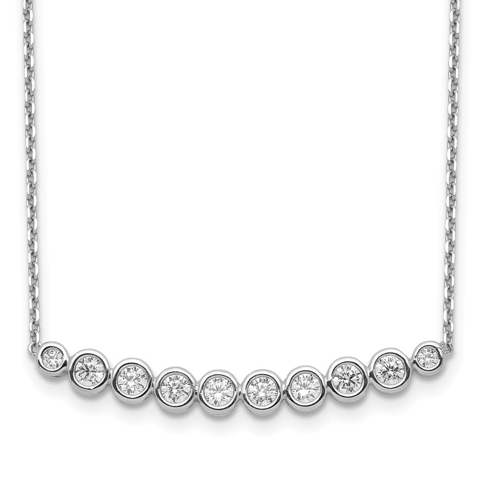 Sterling Shimmer Sterling Silver Rhodium-plated 16 inch 10 Stone CZ Bar Necklace with 2 inch extender 16 Inches