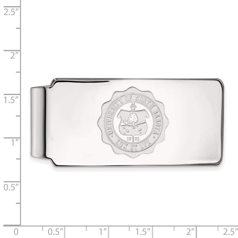 Sterling Silver Rhodium-plated LogoArt University of North Dakota Crest Money Clip Q-SS032UNOD