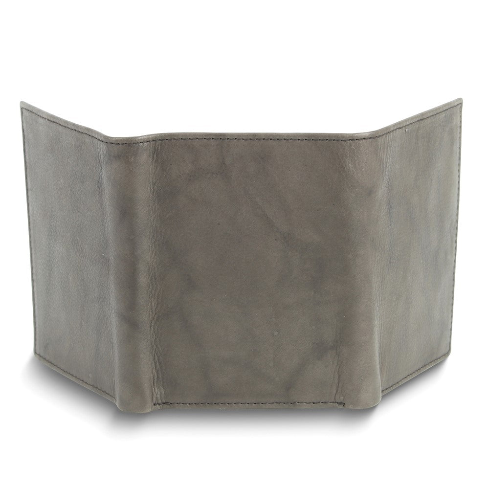 Brown Calf Skin Leather RFID Blocking 6-Slot Trifold Wallet with ID Window