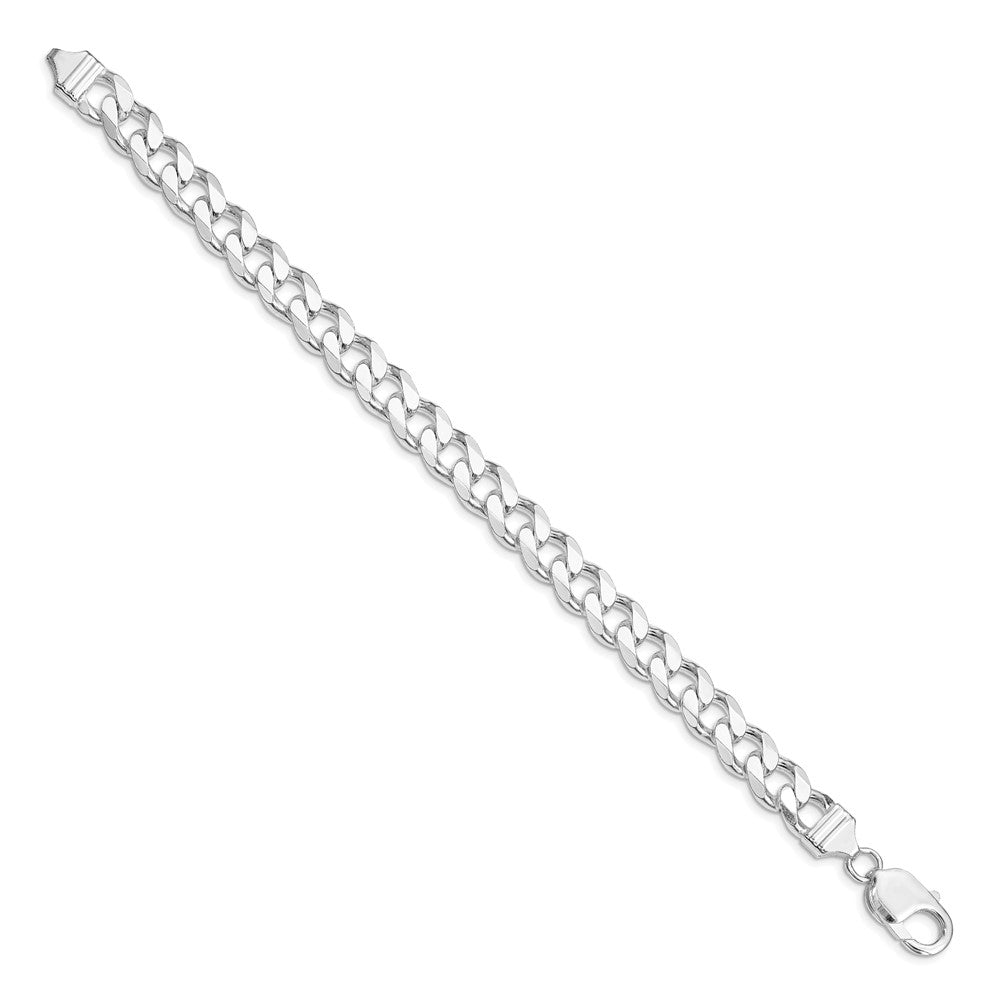 Sterling Silver Rhodium-plated 9.3mm Curb Chain 9 inches