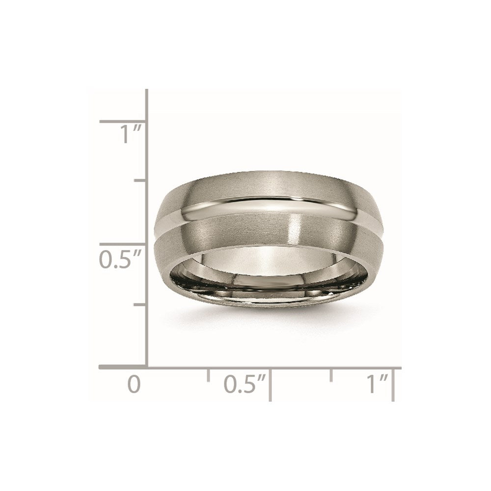 Titanium Brushed and Polished 8mm Grooved Band Size - 11