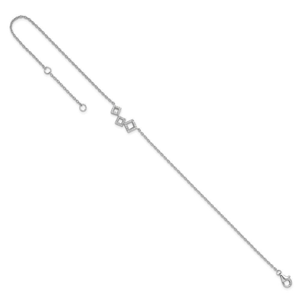 Cheryl M Sterling Silver Rhodium-plated Brilliant-cut CZ Geometric 9.5 Inch Anklet with 1 Inch Extender 9.5 inches