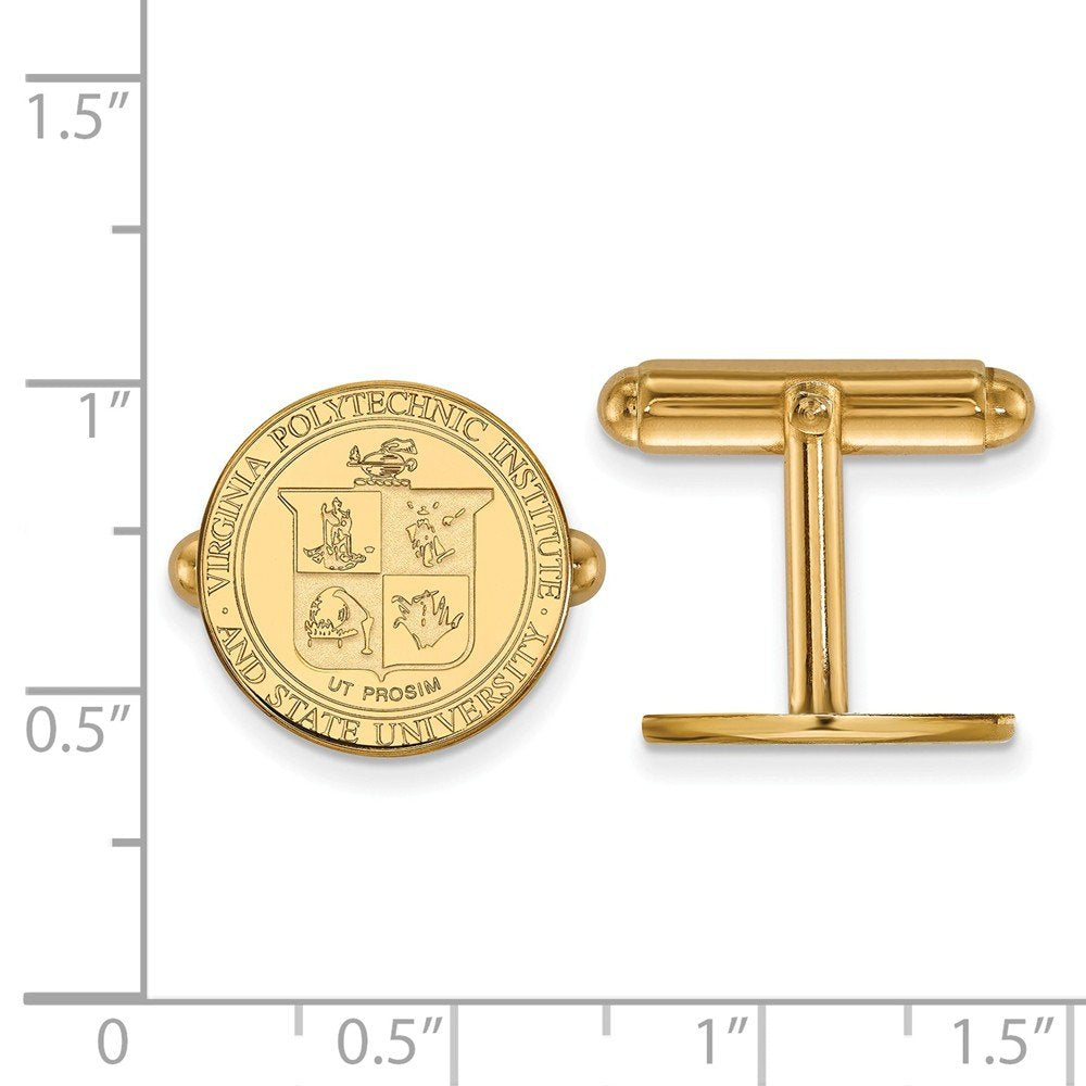 Sterling Silver Gold-plated LogoArt Virginia Tech Crest Cuff Links QGP065VTE
