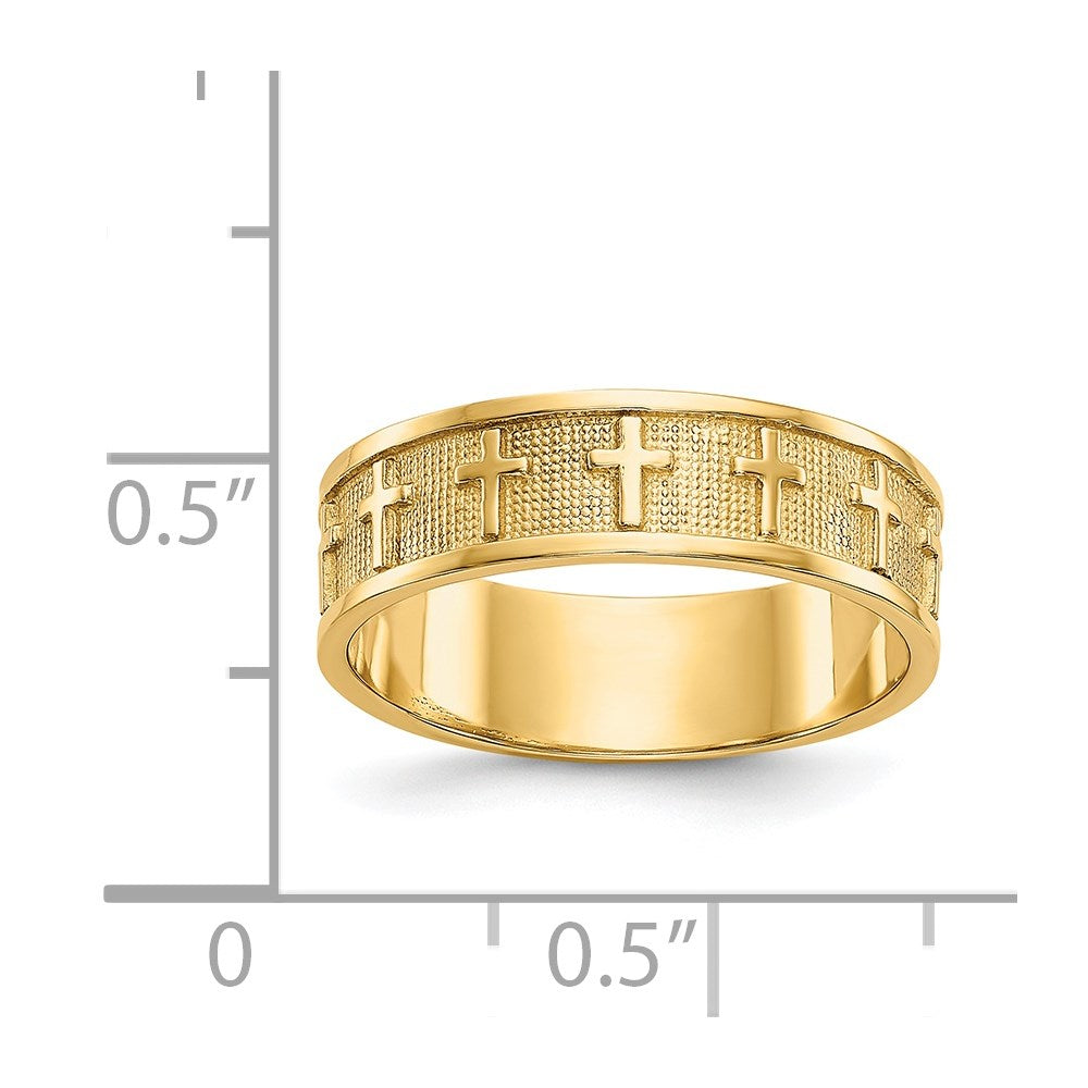 14k Polished & Satin Cross Band Size 5.75