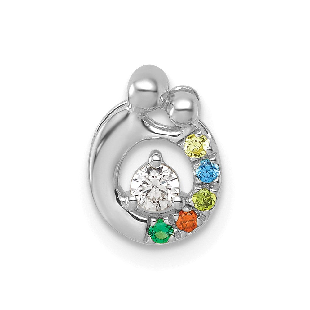 14k WG 5 Birthstone and Dia Mother/Child Chain Slide Semi-mount