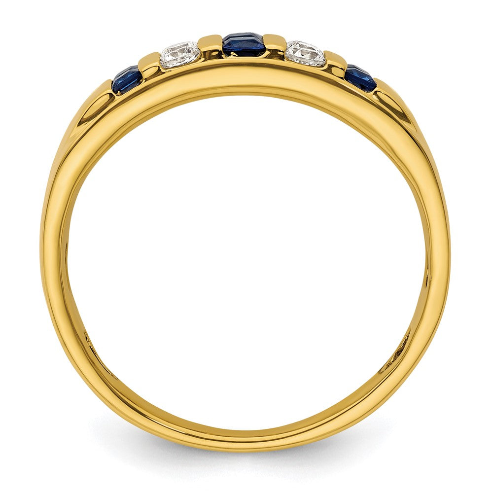 IBGoodman 14k 1 1/4 carat Lab Grown Diamond VS/SI+ G+ and Lab Created Blue Sapphire Complete Men's Ring