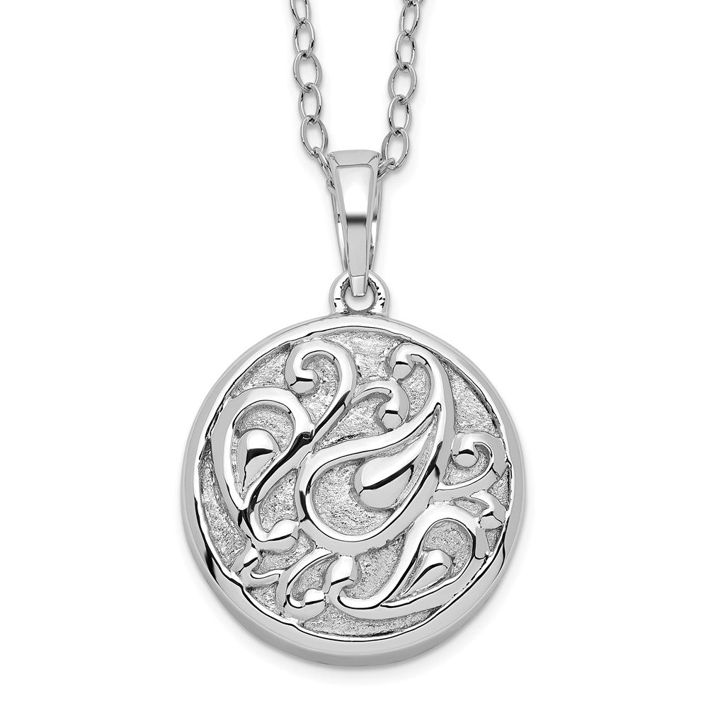 Sentimental Expressions Sterling Silver Rhodium-plated Tear in Circle Ash Holder 18 Inch Necklace 18 Inches