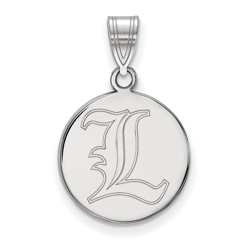 Sterling Silver Rhodium-plated LogoArt University of Louisville Letter L Medium Disc Pendant QSS033UL