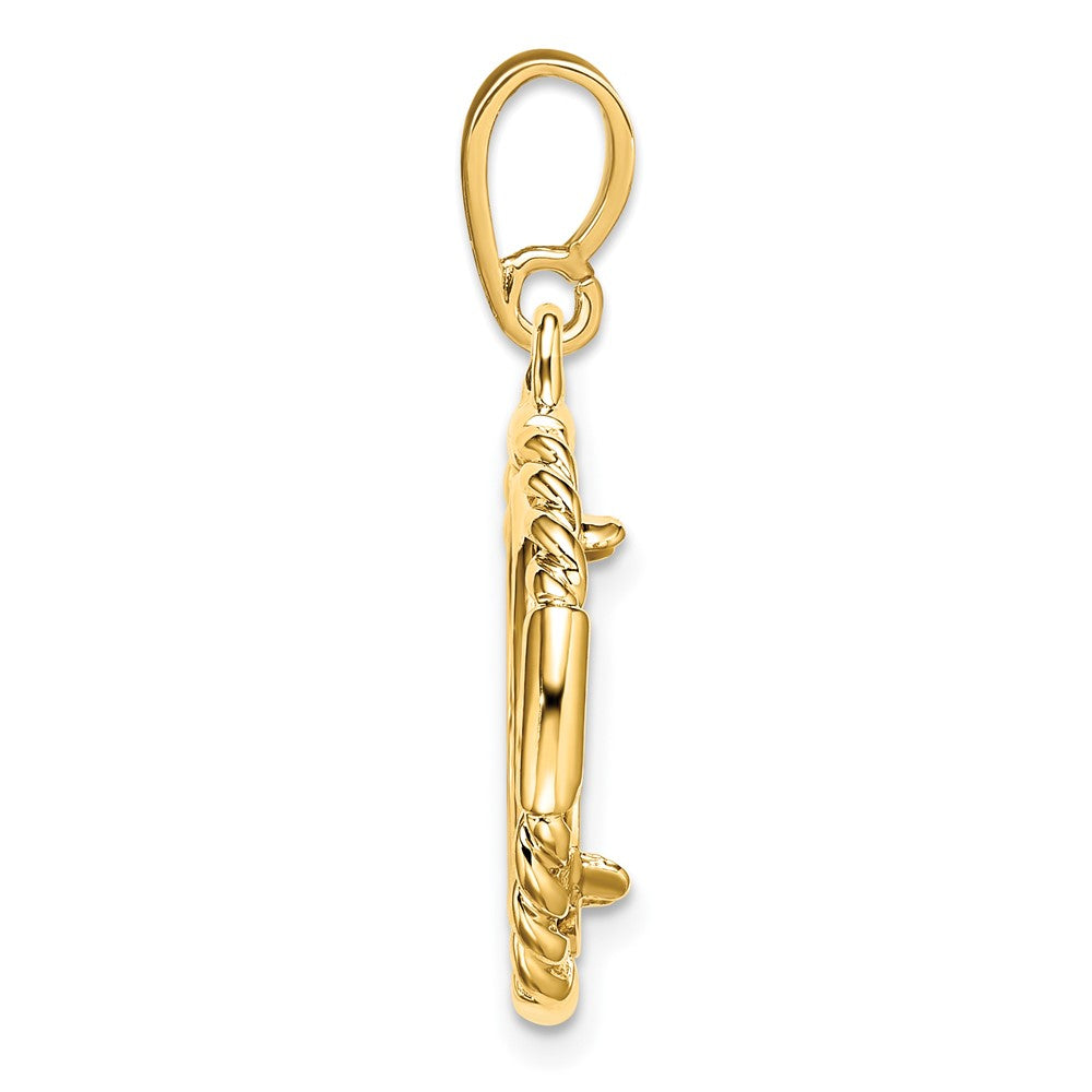 Wideband Distinguished Coin Jewelry 14k Polished Quadruple Twist and Bright 13.0mm Prong Coin Bezel Pendant