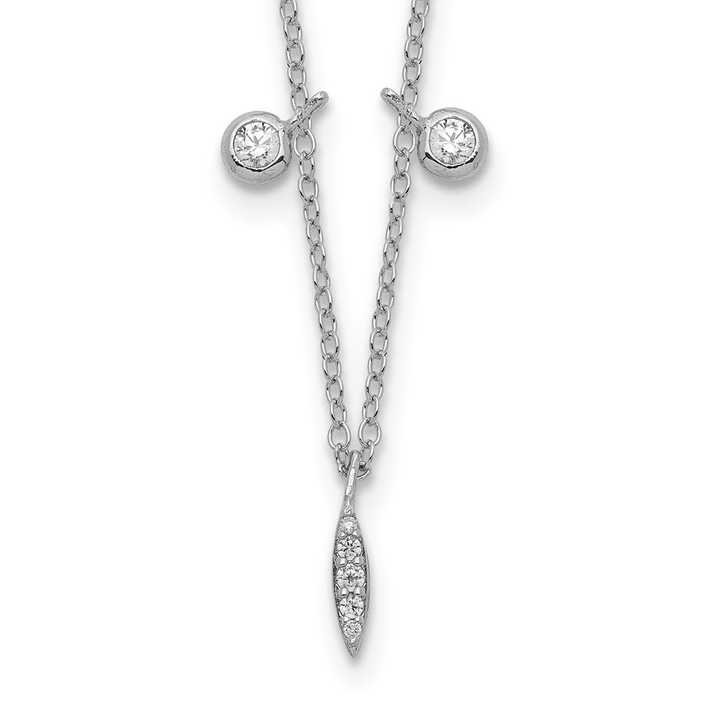 Sterling Silver Rhodium-plated CZ w/2in ext Necklace 16 Inches