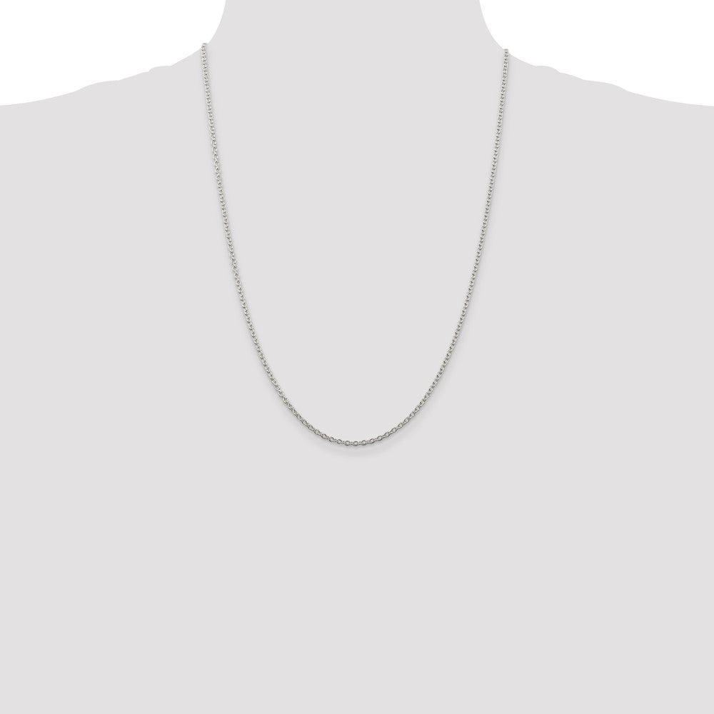 Sterling Silver Rhodium-plated 2.25mm Cable Chain 24 Inches