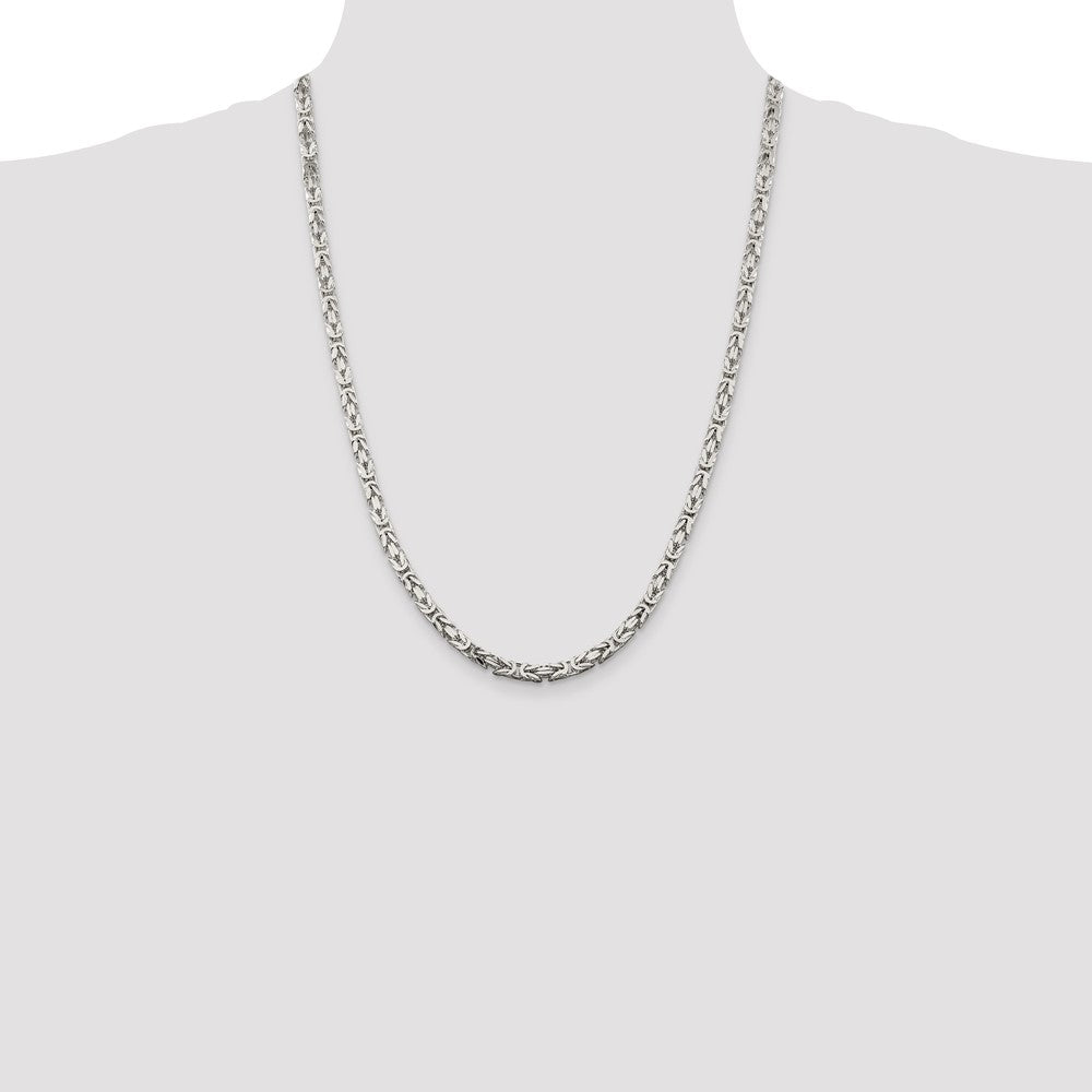 Sterling Silver 4.25mm Byzantine Chain 24 Inches