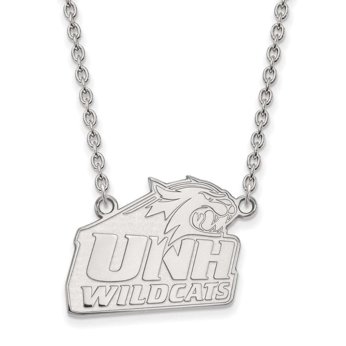 Sterling Silver Rhodium-plated LogoArt University of New Hampshire Large Pendant 18 inch Necklace QSS006UNH-18