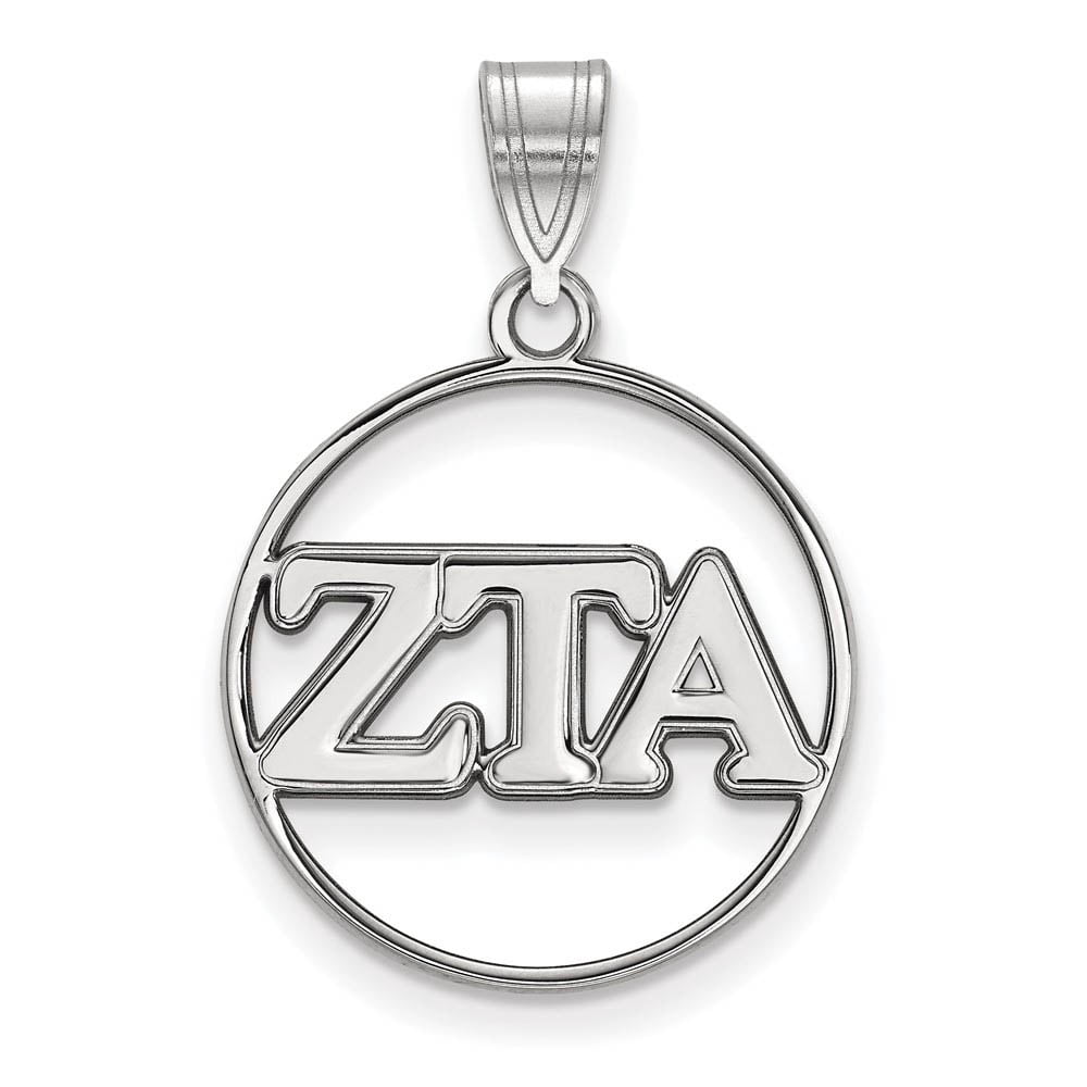 Sterling Silver Official Licensed Greek Sororities Zeta Tau Alpha (ZTA) Small Circle Pendant