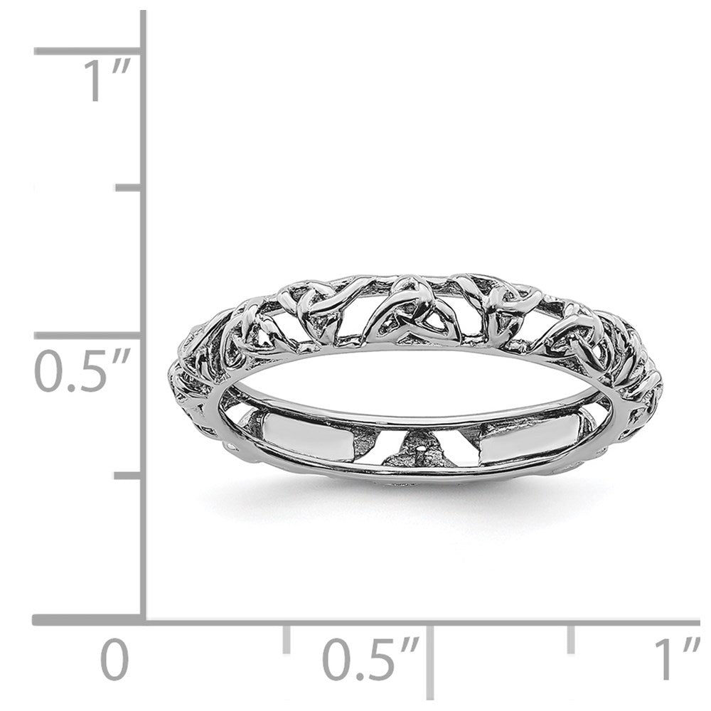 Sterling Silver Stackable Expressions Rhodium Celtic Knot Ring Size -7