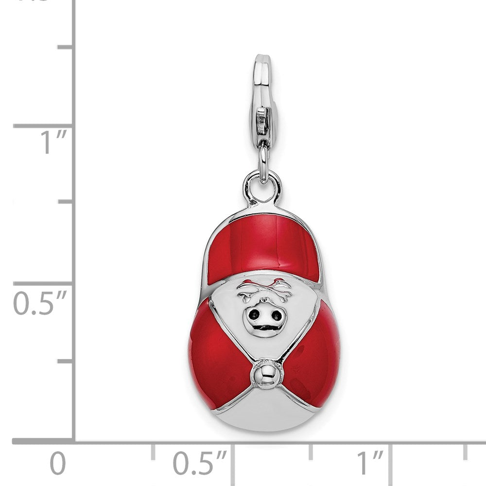 Amore La Vita Sterling Silver Rhodium-plated Polished Enameled 3-D Baseball Cap Charm with Fancy Lobster Clasp