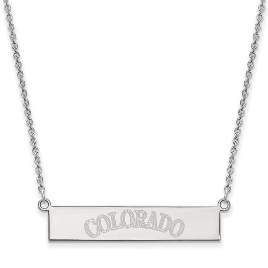 Sterling Silver Rhodium-plated Colorado Rockies Team Script Bar 18 inch Necklace
