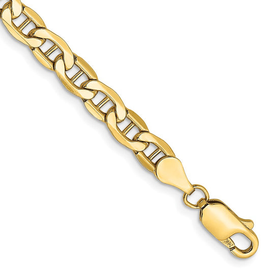 14K 8 inch 4.75mm Semi-Solid Anchor with Lobster Clasp Bracelet 8  inches