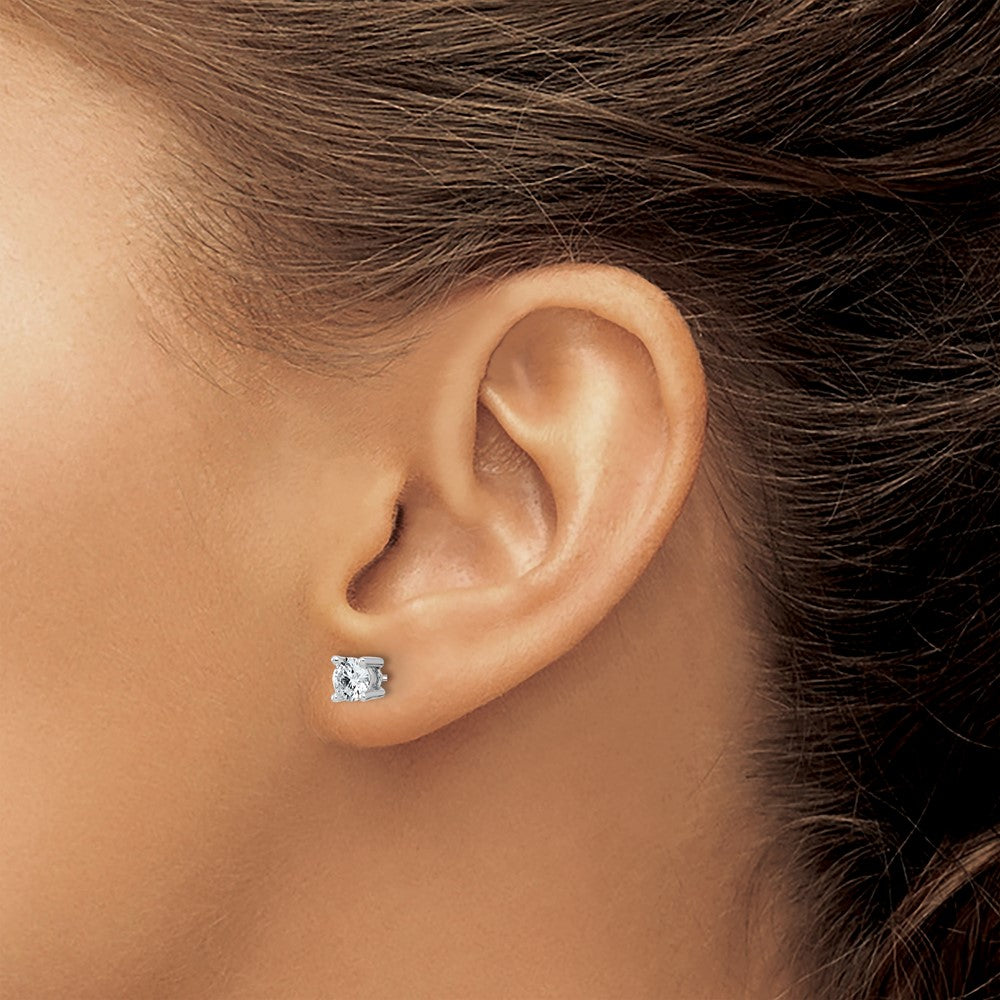 14k White Gold 3/4 ctw Lab Grown Diamond VS/SI+ G+ Round 4 Prong Heavy Wt. Screwback Stud Earrings