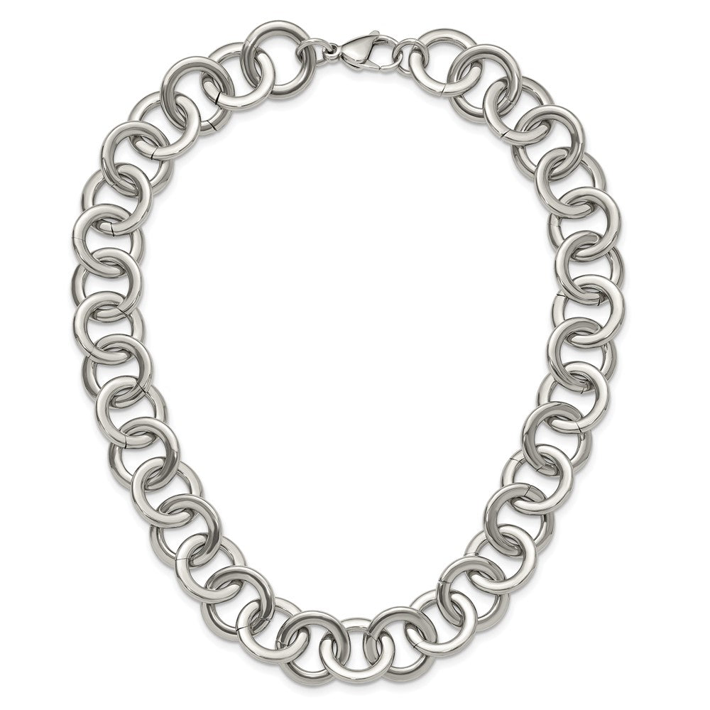 Stainless Steel Polished Circle Link 17in Necklace