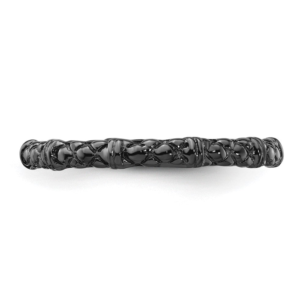 Sterling Silver Stackable Expressions Black-plated Cable Ring Size -10