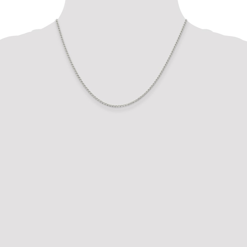 Sterling Silver 1.5mm Open Elongated Link Chain 18 Inches