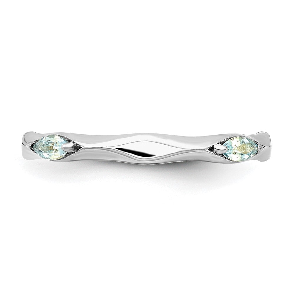 Sterling Silver Stackable Expressions Rhodium-plated Aquamarine Ring Size -10