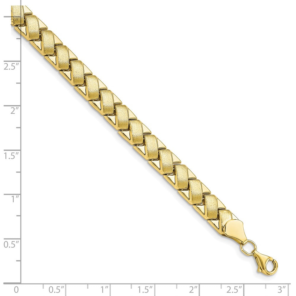 10K Polished and Brushed Fancy Link Bracelet 7.5  inches