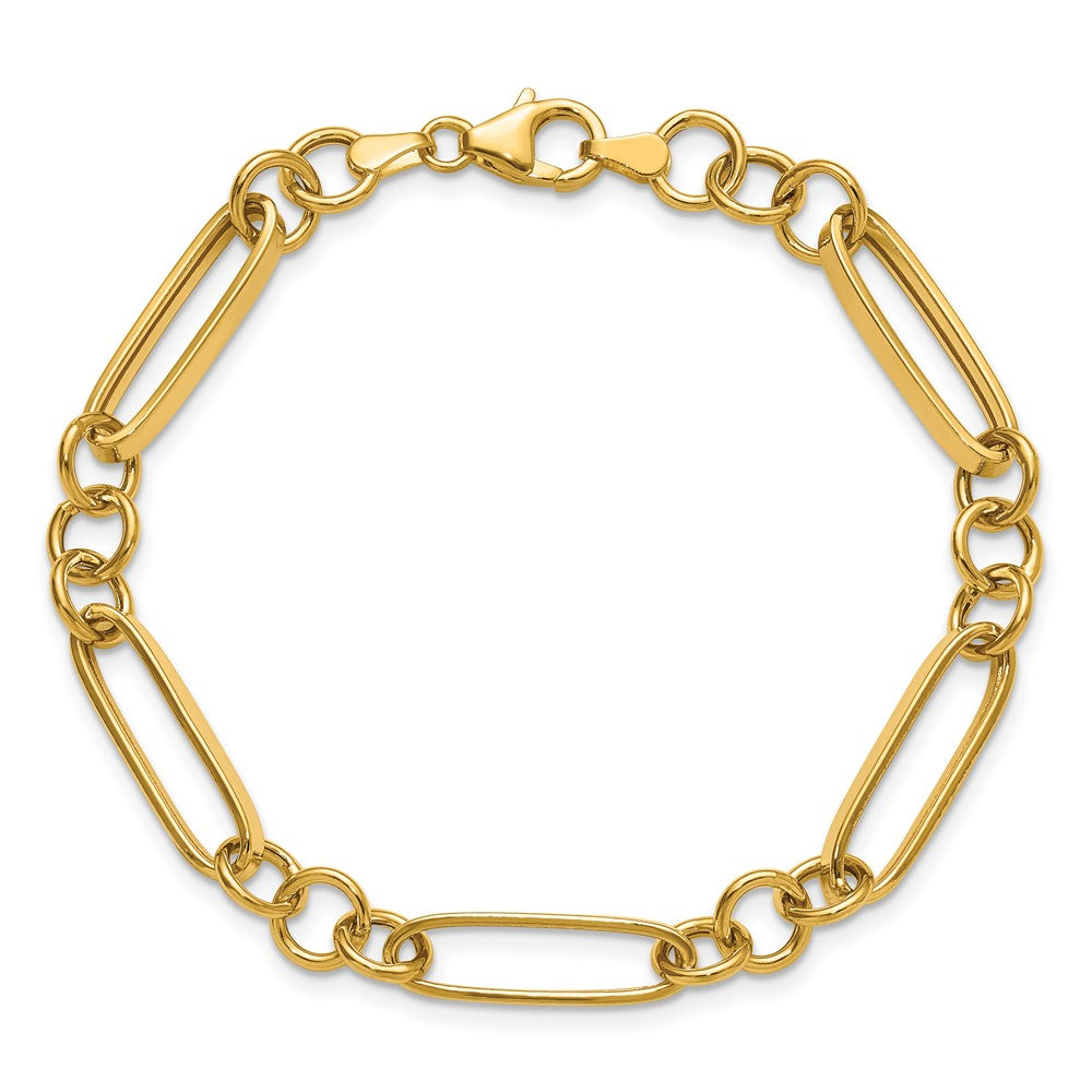 14K Polished Fancy Link Bracelet 7.5  inches