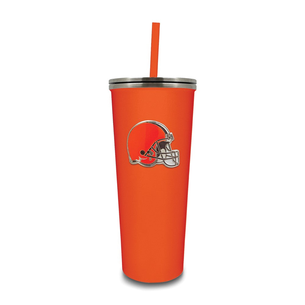 NFL Cleveland Browns Stainless Steel 24 ounce Skinny Tumbler with Emblem and Straw