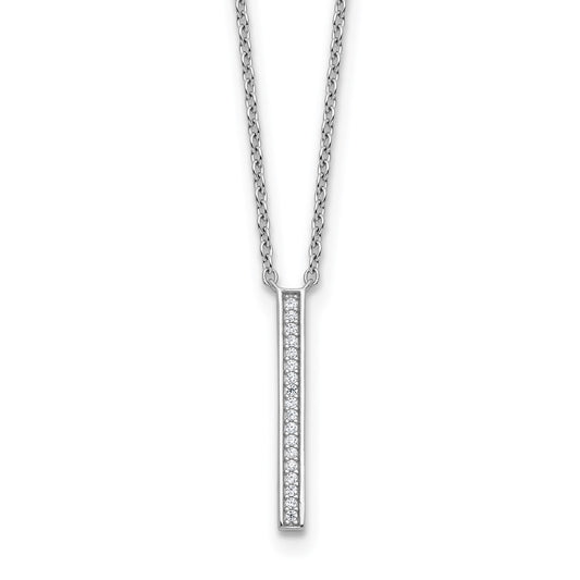 Cheryl M Sterling Silver Rhodium-plated Polished CZ Bar Necklace 18 Inches