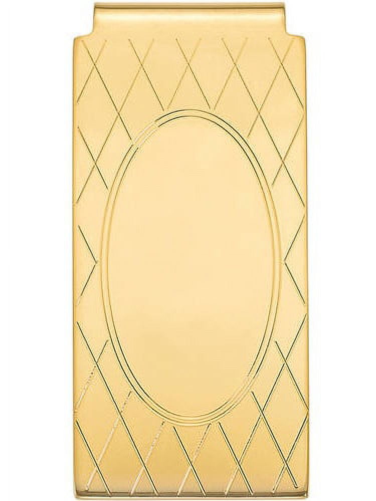 Primal Gold-Plated Money Clip with Cris Cross and Oval Center