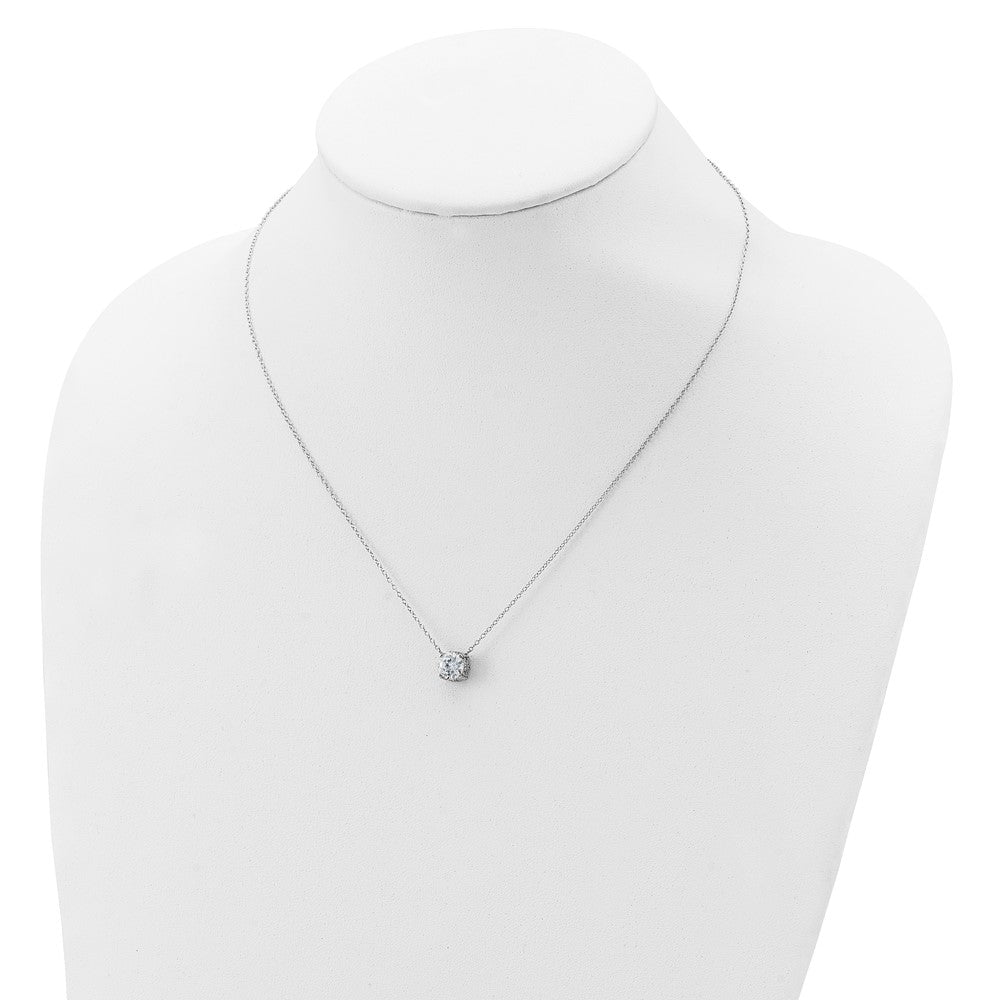 Sterling Silver Rhodium-plated 7mm CZ Necklace 18 Inches