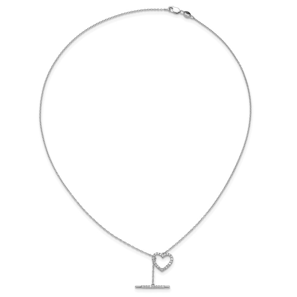 14k White Gold 1/3 carat Lab Grown Diamond VS/SI+ G+ 20 inch Heart Toggle Necklace